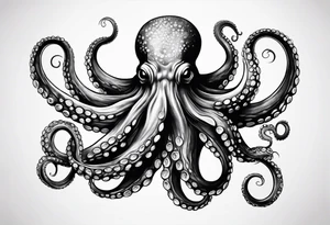 Realistic Octopus with tentacles going upwards tattoo idea