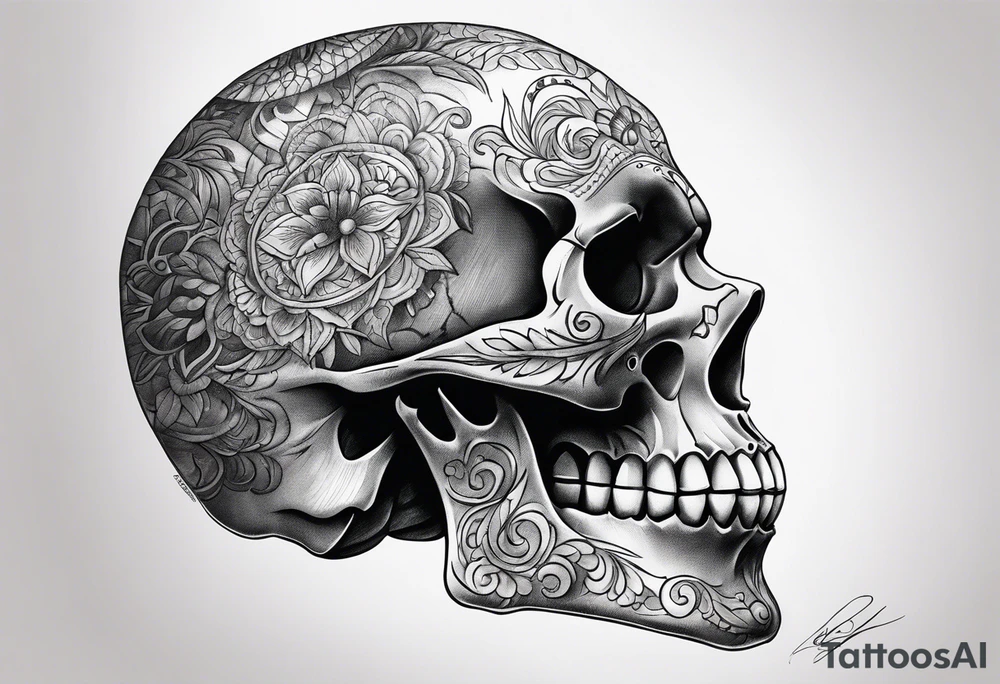 SIDE VIEW SKULL tattoo idea