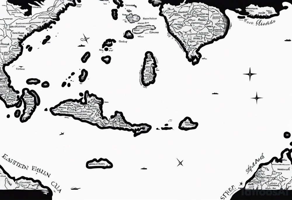 Outline map of the Eastern Caribbean islands tattoo idea