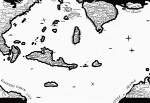 Outline map of the Eastern Caribbean islands tattoo idea