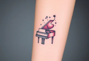 grand piano under the stars swirl treble tattoo idea