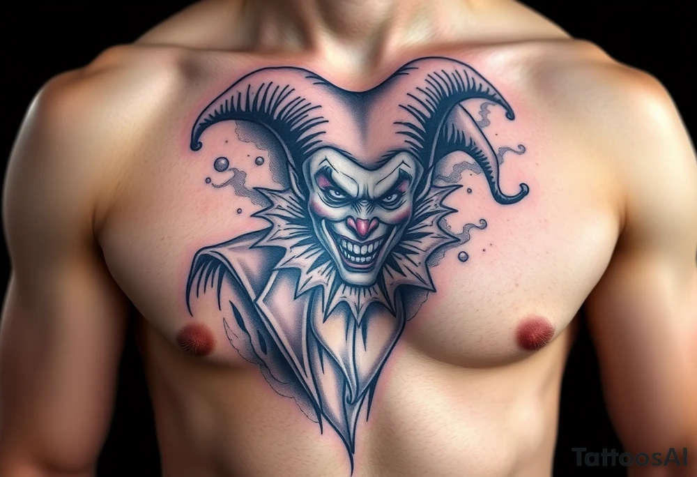 jester in a fog of smoke tattoo idea
