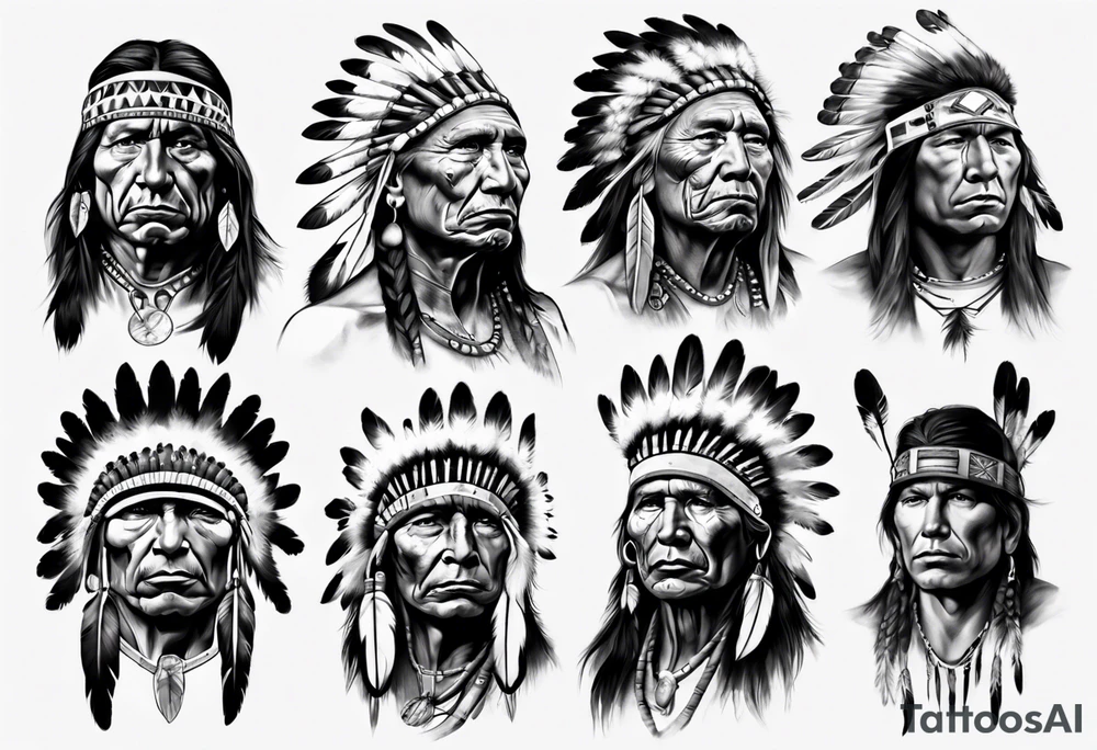 Native American man photorealism tattoo idea