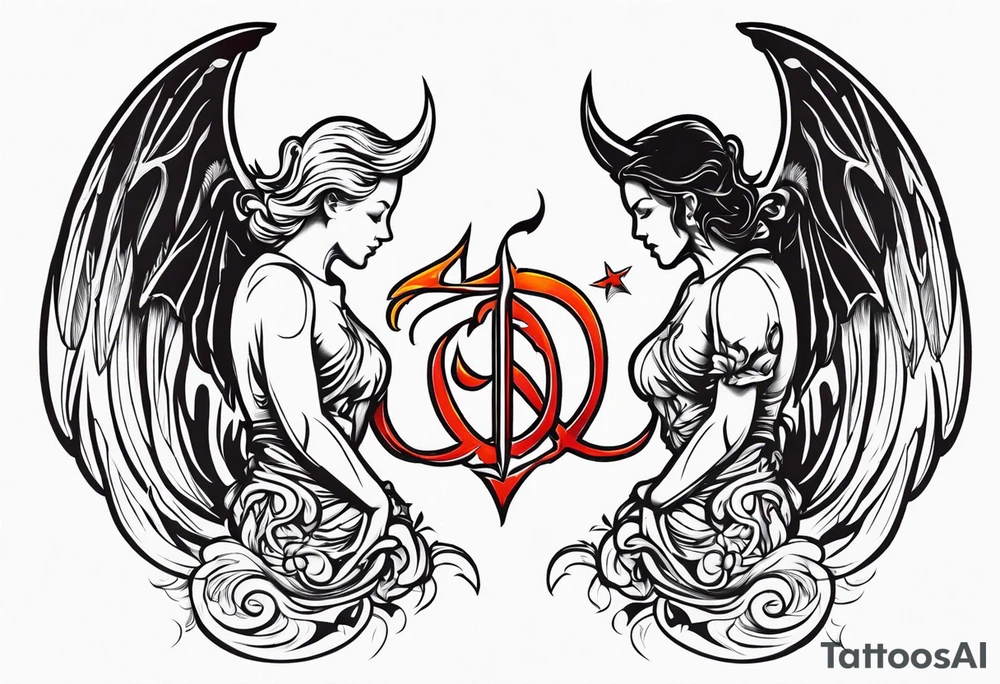 Angel vs Devil back tattoo design tattoo idea