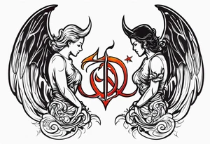 Angel vs Devil back tattoo design tattoo idea