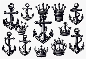 Anchor with a crown on top tattoo idea