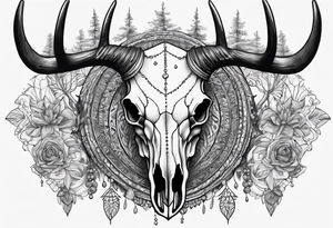 Big deer skull with lots of points tattoo idea