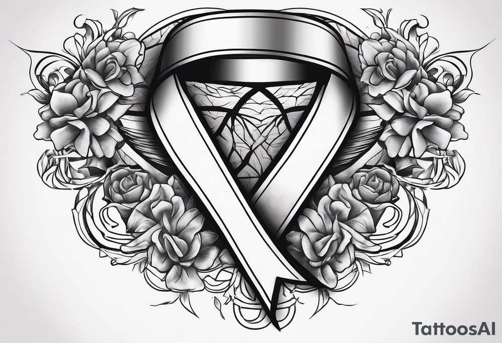 Cancer ribbon chest tattoo tattoo idea