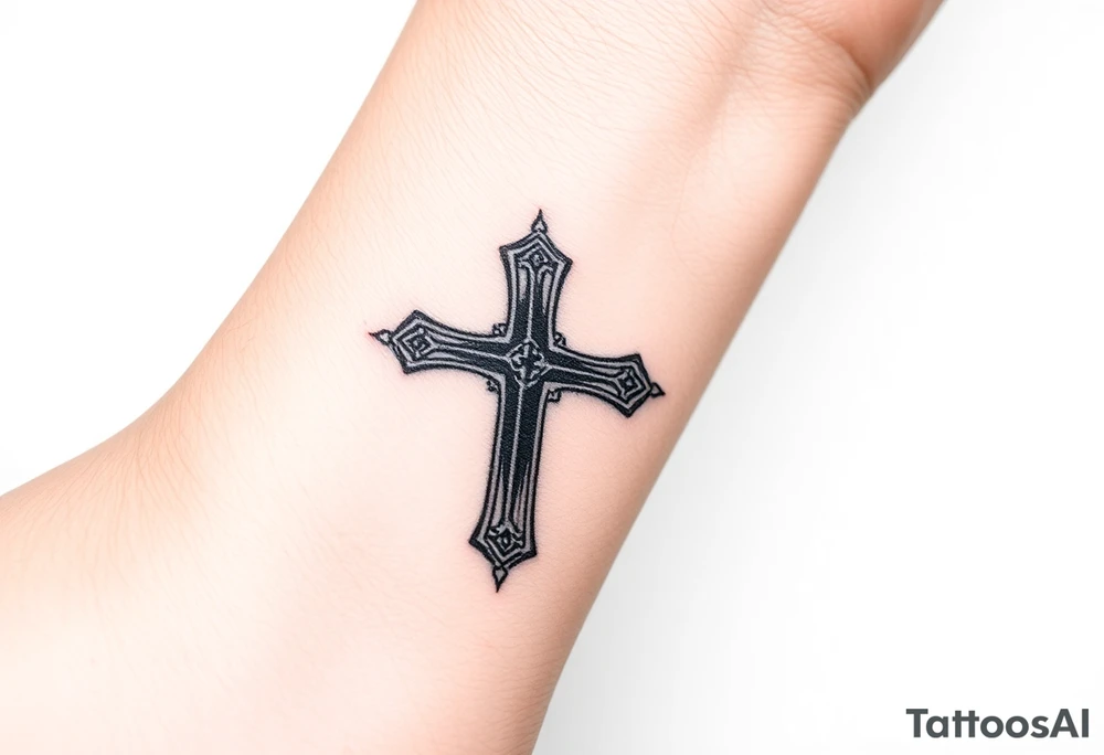 wrist 
cross with color tattoo idea