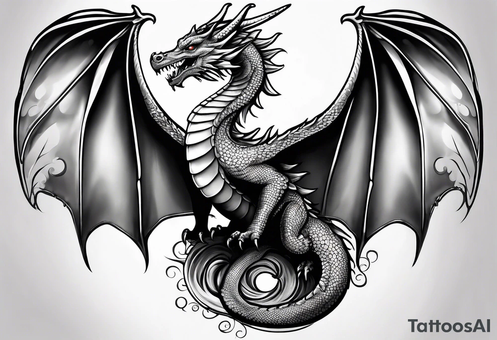 Dragon mushroom wings tattoo idea