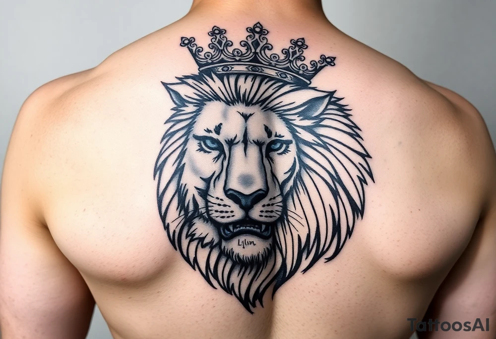 powerful majestic lion with a crown tattoo idea