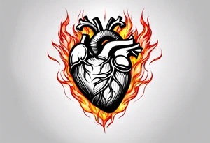 real heart on fire tattoo idea