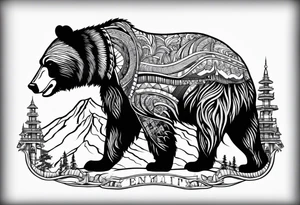 California Bear with the mammoth minarets inside the bear tattoo idea