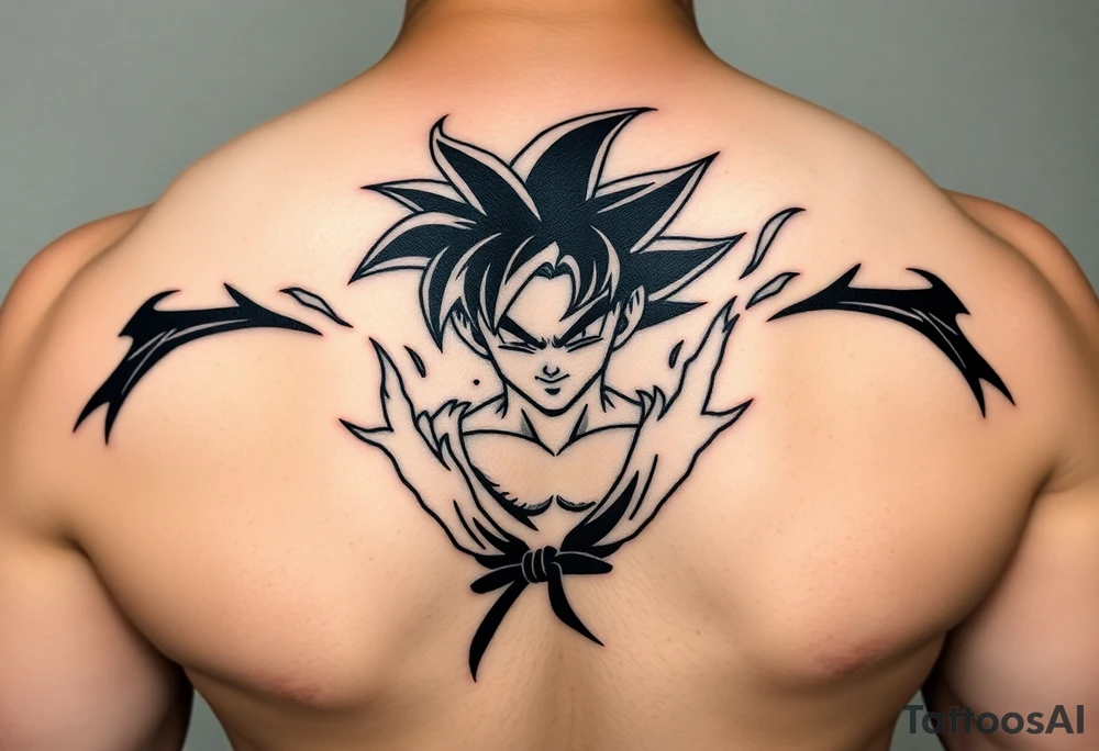 legendary dragonball z scene with energy aura and power effects tattoo idea