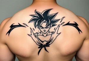 legendary dragonball z scene with energy aura and power effects tattoo idea