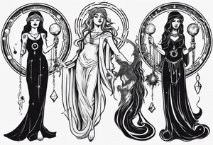 The High Priestesses. Hecate, Artemis and Selene. Representing Magic, Intuition and The Moon. tattoo idea