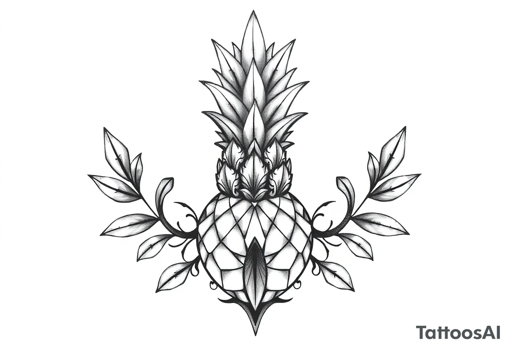 Bushy crown pineapple vagina, design to go over vagina , erotic vagina area design, anus to be at the bottom tattoo idea