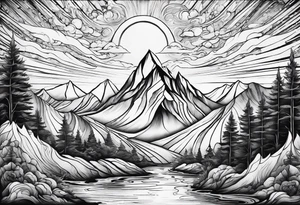 Strong mountain with a little flame tattoo idea