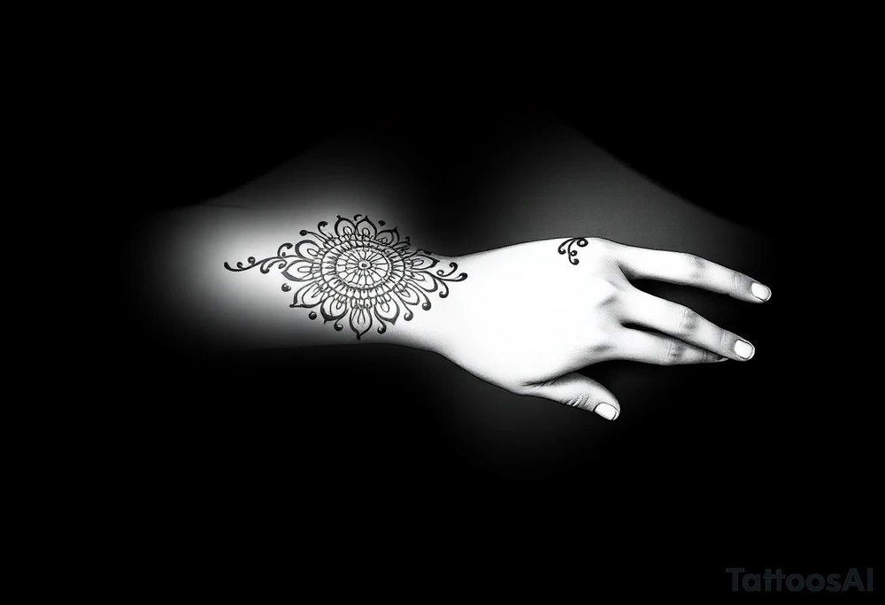 Henna tattoo on wrist in black background tattoo idea
