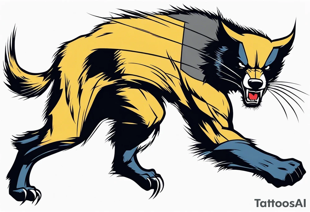 Wolverine animal runnig tattoo idea