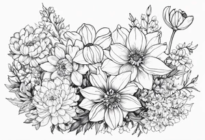 Narcissus, Chrysanthemum, Cosmos, snow drop tattoo idea