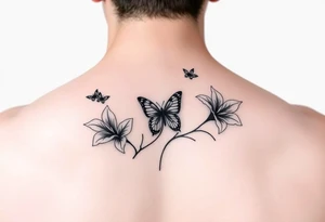 water lillie’s with small butterflies on the clavicle/shoulder area tattoo idea