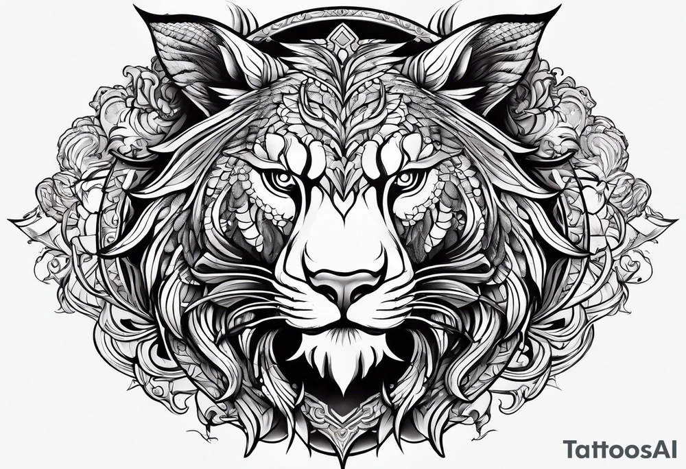 Weiblicher drachenkopf tattoo idea