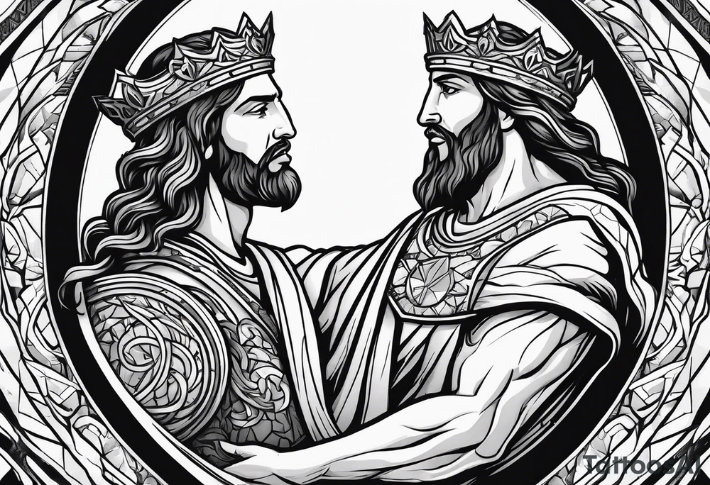 Almighty powerful King Jesus slaying the Serpent's head off tattoo idea