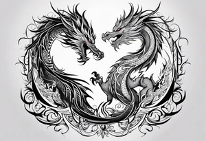 majestic  dragon and phoenix  in harmony and balance tribal tattoo tattoo idea