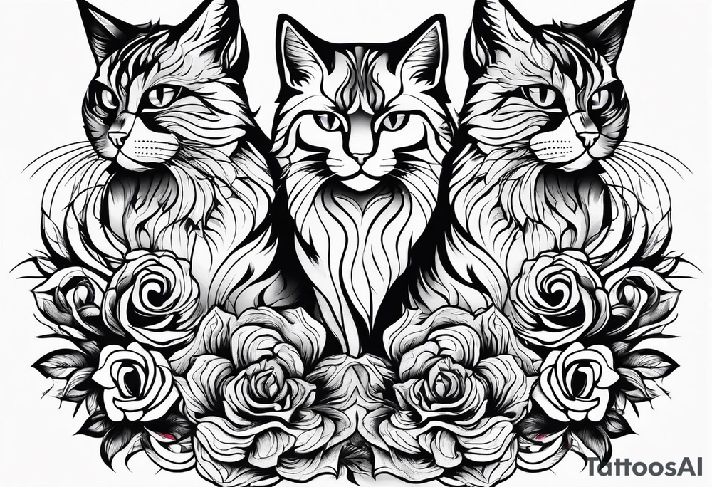 4 cats playing tattoo idea