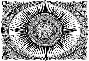 Filipino sun, Filipino Polynesian style, surname Reyes Espina, not vulgar, family crest round shape that looks good on a wrist or bicep, not traditional American tribal, family, love not intricate tattoo idea