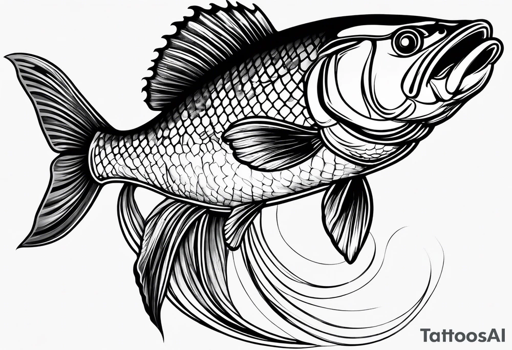 out line of walleye simple tattoo idea