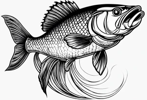 out line of walleye simple tattoo idea