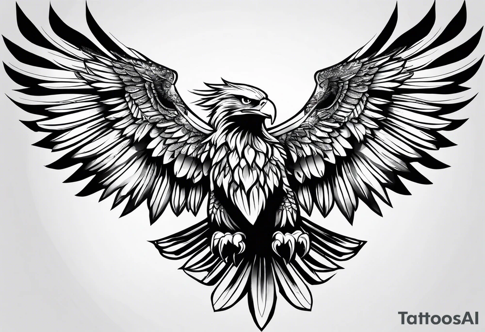 Arm sleeve eagles tattoo idea