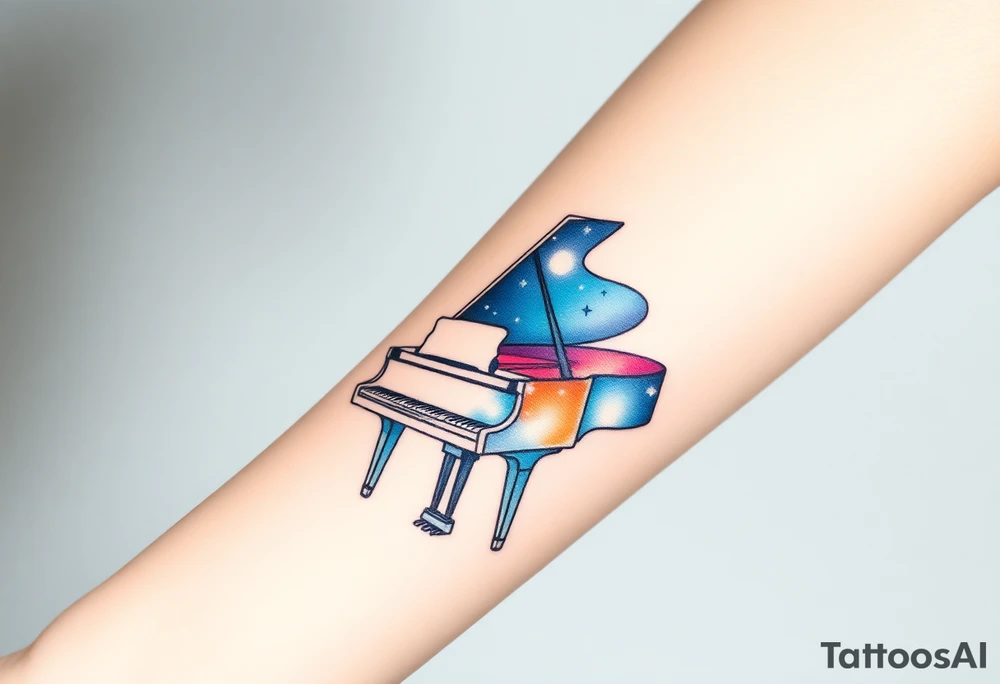 Grand piano under stars tattoo idea