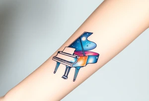 Grand piano under stars tattoo idea
