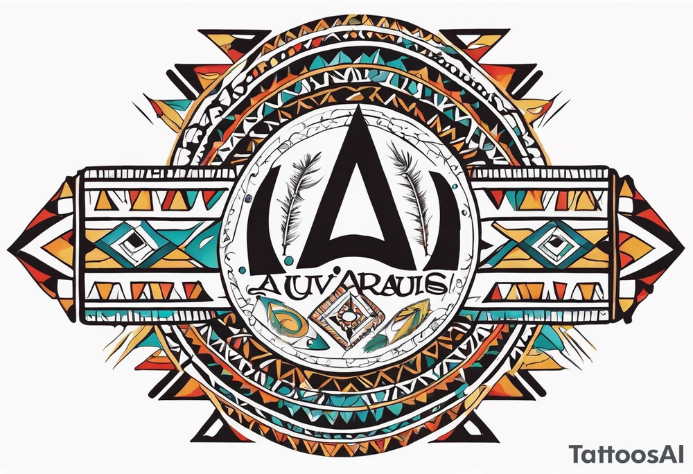 Arm band Comanche native symbols with Aquarius theme tattoo idea