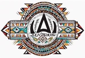 Arm band Comanche native symbols with Aquarius theme tattoo idea