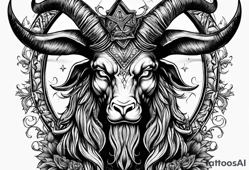 Headshot of baphomet tattoo idea