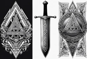 Valhalla steps Valknut sword tattoo idea