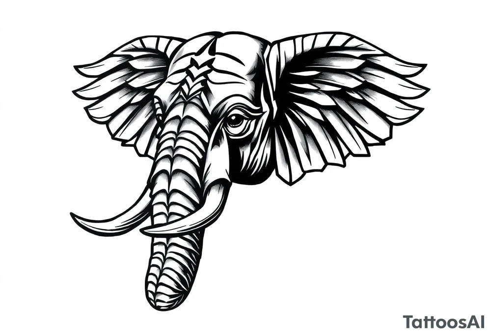 A Egyptian elephant’s face tattoo idea