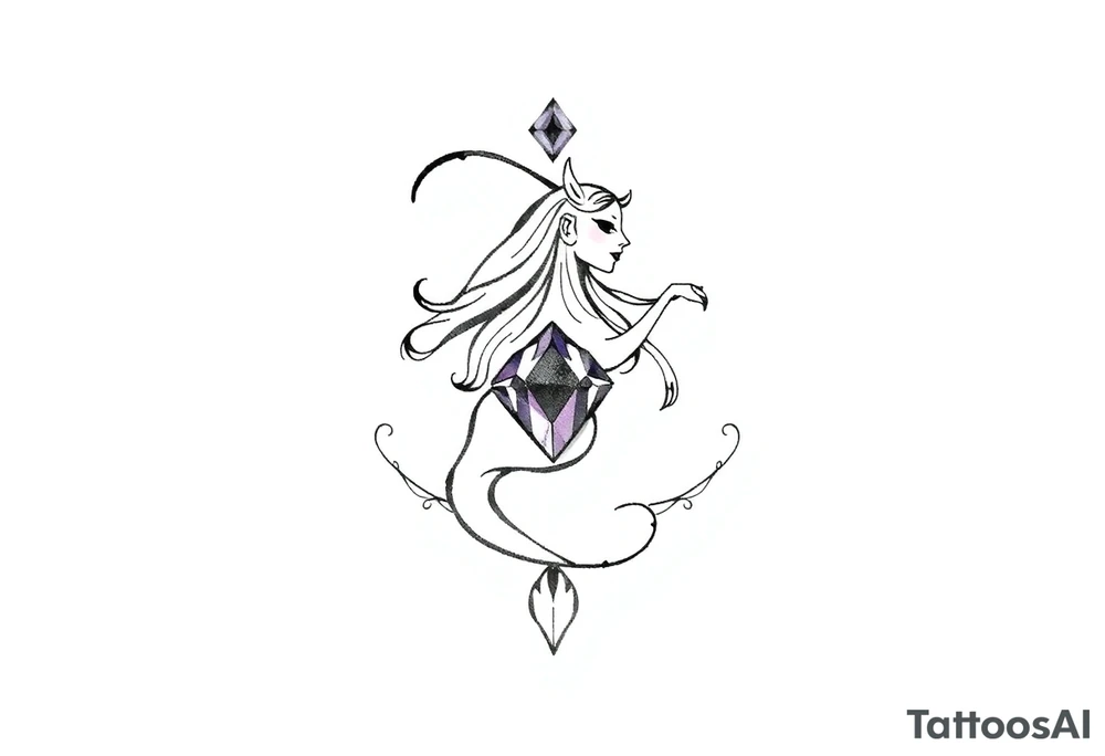 Zodiac sign Aquarius amethyst birthstone mother of 3 girls loves animals tattoo idea