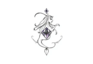 Zodiac sign Aquarius amethyst birthstone mother of 3 girls loves animals tattoo idea
