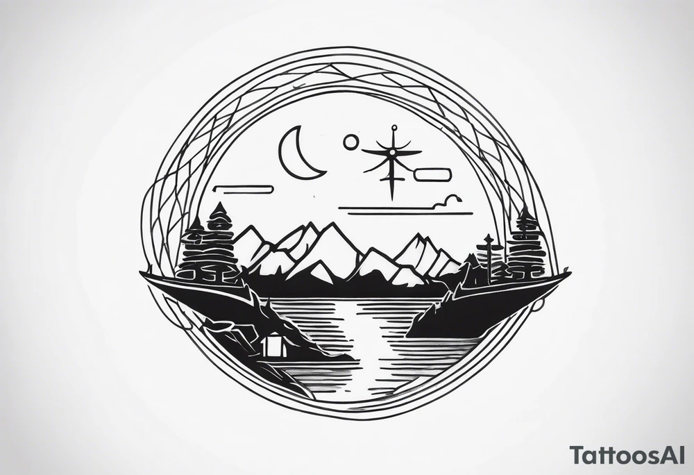 a minimalistic, very small, fine line tattoo symbolizing my love to travel the world and explore new cultures while also including a symbol of my roots, my family and friends, who I am very grateful for tattoo idea