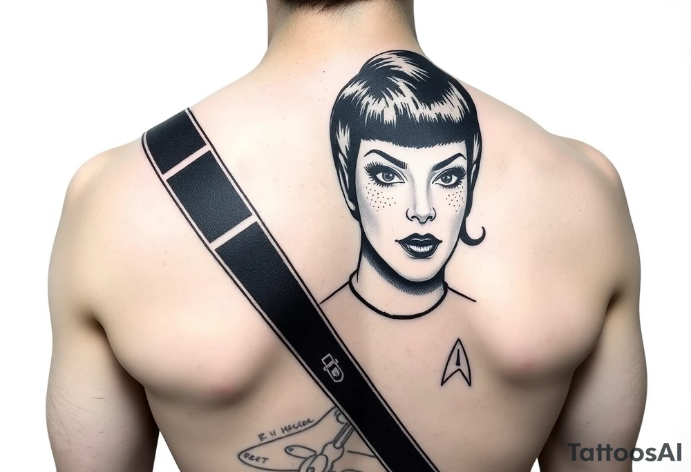 bettie page dressed as a star trek officer tattoo idea