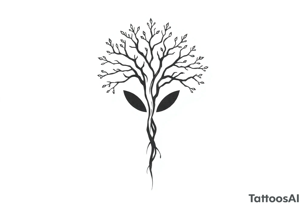 tree of life shaped as Alien head\face tattoo idea