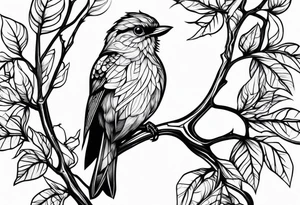 Bird oak tattoo idea