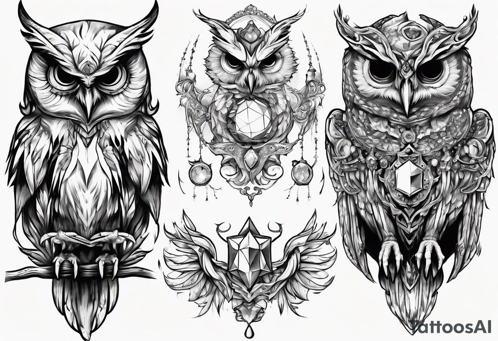 The Demon Owl Stolas, a Prince of Hell who is obsessed with gems, knowledge of astrology and poisonous plants. tattoo idea