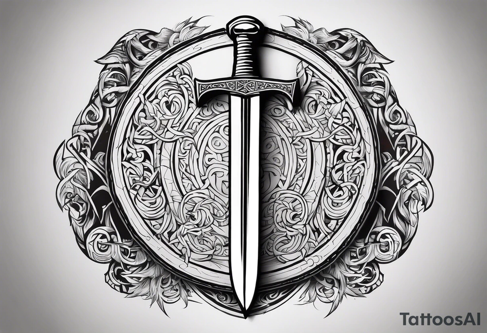Valhalla viking gods shield hatchet sword tattoo idea
