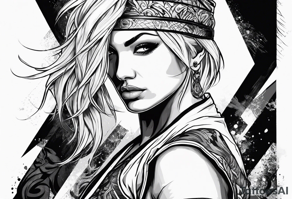 Blonde female martial artist tattoo idea